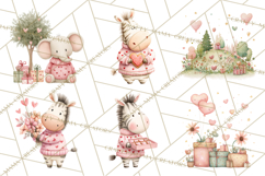 Valentine Safari Animal Clipart PNG, Watercolor Elephant Png Product Image 3