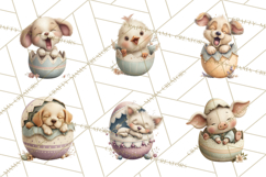 Easter Baby Animals Clipart PNG, Sleeping Baby Animals Product Image 7