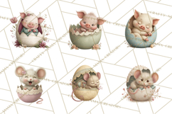Easter Baby Animals Clipart PNG, Sleeping Baby Animals Product Image 4