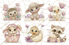 Peeking Large-Eyed Easter Animals PNG Pastel Illustrations Product Image 2