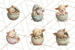 Easter Baby Animals Clipart PNG, Sleeping Baby Animals Product Image 3