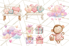 Valentine Safari Animal Clipart PNG, Watercolor Elephant Png Product Image 8