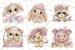 Peeking Large-Eyed Easter Animals PNG Pastel Illustrations Product Image 5