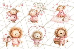 Valentine Safari Animal Clipart PNG, Watercolor Elephant Png Product Image 5