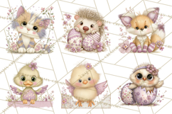 Peeking Large-Eyed Easter Animals PNG Pastel Illustrations Product Image 9