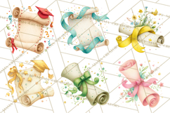 Graduation Diploma Clipart PNG, Whimsical Diploma Scroll Product Image 8