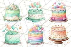 Watercolor Baby Shower Cakes PNG, Cupcakes, Tiered Desserts Product Image 8