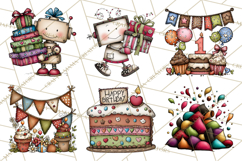 Adorable Birthday Robot Clipart, Playful Toy Robot Clip Art Product Image 6