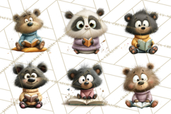 Bookish Bears PNG Clipart, Cozy Bear Reading, Cute Cartoon Product Image 6