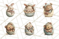Easter Baby Animals Clipart PNG, Sleeping Baby Animals Product Image 6