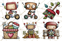 Adorable Robots Clipart, Playful Toy Robot Clip Art PNG Product Image 3