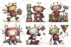 Adorable Robots Clipart, Playful Toy Robot Clip Art PNG Product Image 2