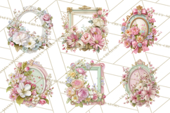 Vintage Frame Clipart, Romantic Keepsakes PNG, Watercolor Product Image 2