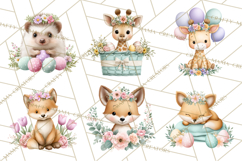 Adorable Baby Animals Easter Clipart PNG, Pastel Chicks Png Product Image 4