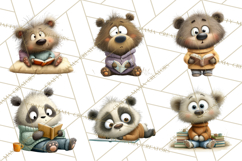 Bookish Bears PNG Clipart, Cozy Bear Reading, Cute Cartoon Product Image 5
