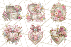 Vintage Frame Clipart, Romantic Keepsakes PNG, Watercolor Product Image 4
