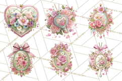 Vintage Frame Clipart, Romantic Keepsakes PNG, Watercolor Product Image 3