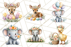 Adorable Baby Animals Easter Clipart PNG, Pastel Chicks Png Product Image 7