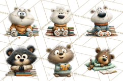 Bookish Bears PNG Clipart, Cozy Bear Reading, Cute Cartoon Product Image 3