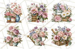 Romantic Garden Clipart, Watercolor Floral Benches Png Product Image 3