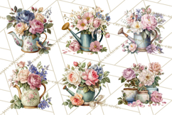 Romantic Garden Clipart, Watercolor Floral Benches Png Product Image 6