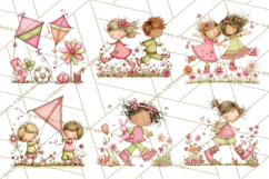 Adorable Spring Kids Clipart, Playful Children Clip Art PNG Product Image 6