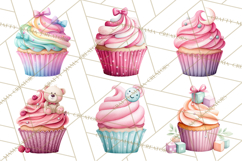 Watercolor Baby Shower Cakes PNG, Cupcakes, Tiered Desserts Product Image 6