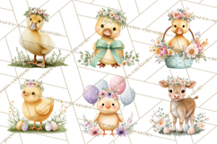 Adorable Baby Animals Easter Clipart PNG, Pastel Chicks Png Product Image 8