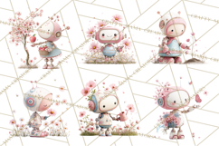 Spring Robots, Full-Body Robot Clipart, Pastel Robot Png Product Image 7