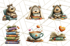 Bookish Bears PNG Clipart, Cozy Bear Reading, Cute Cartoon Product Image 4