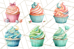 Watercolor Baby Shower Cakes PNG, Cupcakes, Tiered Desserts Product Image 7