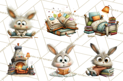 Bookish Bunnies PNG Clipart, Cozy Bunny Reading Product Image 2
