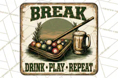 Vintage Man Cave Funny Clipart, Beer Png, Hunting, Bar Sign Product Image 2