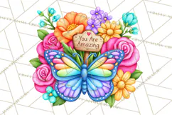 Colorful Butterfly Inspirational Clipart PNG, Floral Png Product Image 2