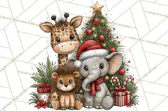 Jungle Christmas Clipart, Christmas Jungle Animals PNG Product Image 2