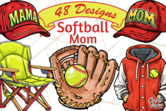 Softball Mom PNG, Softball Clipart, Softball Mama Designs Product Image 1