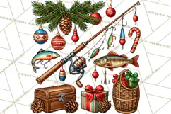 Christmas Fishing Clipart PNG Product Image 3