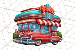 Retro Diner Clipart PNG 1950s Vintage Food Jukebox Product Image 3