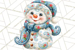 Patterned Snowman Christmas Clipart PNG Product Image 3