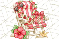 Tropical Christmas Beach Clipart PNG, Christmas Beach Decor Product Image 2