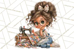 Patchwork Village Clipart PNG, Quilting Seamstress Quilt Product Image 4