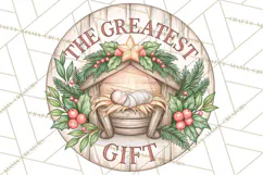 Religious Christmas Nativity Round Sign Clipart PNG Product Image 2