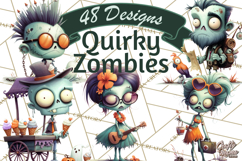 Cute Halloween Zombie Clipart PNG Product Image 1