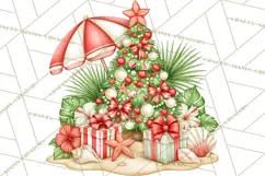 Tropical Christmas Beach Clipart PNG, Christmas Beach Decor Product Image 3