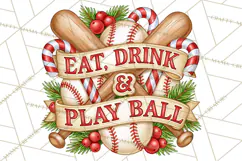 Christmas Baseball Clipart PNG Product Image 3
