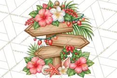 Tropical Christmas Beach Clipart PNG, Christmas Beach Decor Product Image 4
