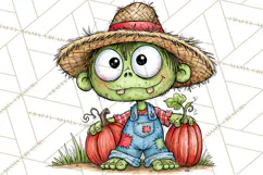 Zombie Hollow Cute Zombie Halloween Clipart PNG Product Image 4