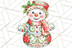 Patterned Snowman Christmas Clipart PNG Product Image 4