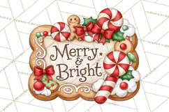 Gingerbread Christmas Signs PNG, Cute Christmas Sayings Product Image 5