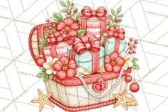 Tropical Christmas Beach Clipart PNG, Christmas Beach Decor Product Image 5